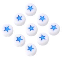 Acrylic Jewelry Beads Flat Round DIY & enamel blue Sold By Bag