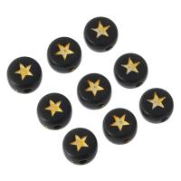 Acrylic Jewelry Beads Flat Round DIY & enamel black Sold By Bag