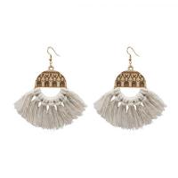 Fashion Fringe Boucles d'oreilles, bois, avec Fil de coton, glandpompon, pour femme & creux, plus de couleurs à choisir, 100x105mm, Vendu par paire