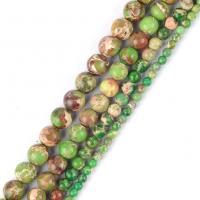 Edelsteen Sieraden Kralen, Indruk Jasper, Ronde, DIY & verschillende grootte voor keus, groen, Per verkocht Ca 37-39 cm Strand