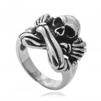 Stainless Steel Finger Ring 316L Stainless Steel Skull polished vintage & for man silver color 20mm Sold By PC