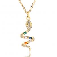 Collier en laiton cubique Zircon Micro Pave, animal, Placage de couleur d'or, bijoux de mode & pavé de micro zircon & pour femme, plus de couleurs à choisir, protéger l'environnement, sans nickel, plomb et cadmium, Longueur 45 cm, Vendu par PC