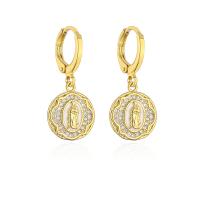 Cubic Zirconia Micro Pave Latão Brinco, cobre, banhado a ouro genuino, Vario tipos a sua escolha & micro pavimento em zircônia cúbica & para mulher & esmalte, dourado, vendido por par