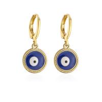 Evil Eye Oorbellen, Messing, echt goud verguld, voor vrouw & glazuur, meer kleuren voor de keuze, 26x11mm, Verkocht door pair