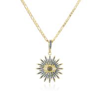 Collier Evil Eye bijoux, laiton, Plaqué d'or, pavé de micro zircon & pour femme, plus de couleurs à choisir, 49x32mm, Longueur Environ 19.68 pouce, Vendu par PC