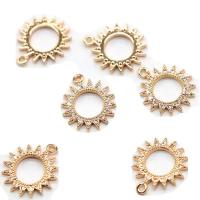 Cúbicos Circonia Colgante Latón Micro pavimenta, metal, sol, chapado en oro KC, micro arcilla de zirconia cúbica & hueco, 13mm, 10PCs/Grupo, Vendido por Grupo