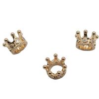 Cubique Pendentif en laiton zircon pavent, couronne, plaqué de couleur d'or KC, pavé de micro zircon, 9mm, 10PC/lot, Vendu par lot