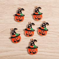 Zinc Alloy Enamel Pendants Pumpkin Halloween Design & DIY nickel lead & cadmium free Sold By Lot