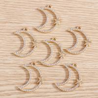 Zinc Alloy Moon Pendants DIY & with rhinestone & hollow golden nickel lead & cadmium free Sold By Lot