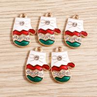 Zinc Alloy Christmas Pendants Christmas Glove Christmas Design & DIY & enamel & with rhinestone multi-colored nickel lead & cadmium free Sold By Lot