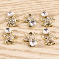 Zinc Alloy Rhinestone Pendler, Starfish, du kan DIY & med rhinestone, gylden, nikkel, bly & cadmium fri, 16x15mm, 10Tasker/Lot, Solgt af Lot