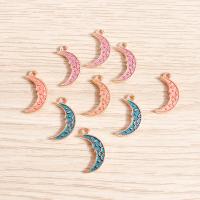 Zinc Alloy Moon Pendler, du kan DIY & emalje, flere farver til valg, nikkel, bly & cadmium fri, 17x9mm, 10Tasker/Lot, Solgt af Lot