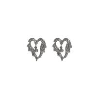 Zinklegering oorknoppen, Zinc Alloy, Hart, silver plated, mode sieraden & voor vrouw, zilver, 23x19mm, Verkocht door pair