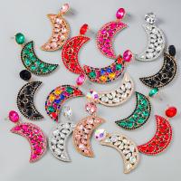 Rhinestone Earring Zinc Alloy gold color plated fashion jewelry & for woman & with rhinestone Sold By Pair