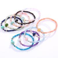 Bracelets de pierres précieuses, Pierre naturelle, avec laiton, Rond, bijoux de mode & pour femme, plus de couleurs à choisir, 4mmu30016x11mm, Longueur 18 cm, Vendu par PC