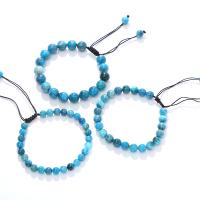 Bracelets de pierres précieuses, Apatites, avec Cordon de noeud, Rond, fait à la main, bijoux de mode & normes différentes pour le choix & pour femme, bleu, Longueur 18 cm, Vendu par PC