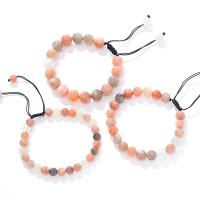 Bracelets de pierres précieuses, Moonstone, avec Cordon de noeud, Rond, fait à la main, bijoux de mode & normes différentes pour le choix & pour femme, couleurs mélangées, Longueur 18 cm, Vendu par PC