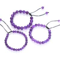 Pulseras de cuarzo natural, amatista, con Cordón de nudo, Esférico, hecho a mano, Joyería & diverso tamaño para la opción & para mujer, Púrpura, longitud 18 cm, Vendido por UD