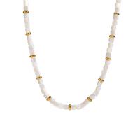 Shell Kettingen, 304 roestvrij staal, met White Shell, met 5cm extender keten, mode sieraden & voor vrouw, gouden, 4mm, Lengte Ca 40 cm, Verkocht door PC