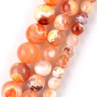 Agat pärlor, Fire Agate, Rund, DIY & olika storlek för val, apelsin, Såld Per Ca 37-39 cm Strand