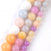 Perles en jade, Jade brun pâle, Rond, DIY & normes différentes pour le choix, couleurs mélangées, Vendu par Environ 37-39 cm brin