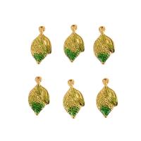 Zinklegering Leaf Hangers, Zinc Alloy, Blad, gold plated, uniseks, groen, nikkel, lood en cadmium vrij, 26x41mm, Ca 100pC's/Bag, Verkocht door Bag