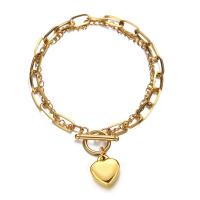 Bracciale gioielli in acciaio inossidabile, 304 acciaio inox, Cuore, Doppio strato & gioielli di moda & per la donna, nessuno, 7mm,16mm, Lunghezza Appross. 8.27 pollice, Venduto da PC