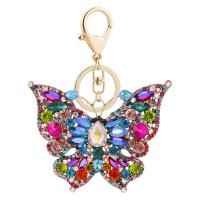 Key Chain, Zinc Alloy, Butterfly, guldfarve belagt, Bærbare & med rhinestone, flere farver til valg, nikkel, bly & cadmium fri, 99x126mm, Solgt af PC