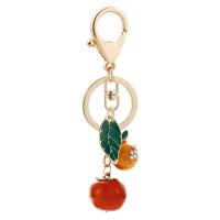 Key Chain, Zinc Alloy, frugt, guldfarve belagt, Bærbare & emalje & med rhinestone, nikkel, bly & cadmium fri, 33x115mm, Solgt af PC