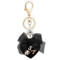 Key Chain, Zinc Alloy, med Klud & Plastic Pearl, Bowknot, guldfarve belagt, Bærbare & emalje, flere farver til valg, nikkel, bly & cadmium fri, 90x140mm, Solgt af PC