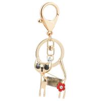 Key Chain, Zinc Alloy, Cat, guldfarve belagt, Bærbare & emalje & med rhinestone, flere farver til valg, nikkel, bly & cadmium fri, 40x104mm, Solgt af PC