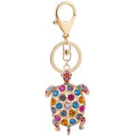 Key Chain, Cink Alloy, Kornjača, zlatna boja pozlaćen, Prijenosni & s Rhinestone, više boja za izbor, nikal, olovo i kadmij besplatno, 48x132mm, Prodano By PC