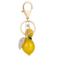 Key Chain, Zinc Alloy, Lemon, guldfarve belagt, Bærbare & emalje & med rhinestone, flere farver til valg, nikkel, bly & cadmium fri, 45x113mm, Solgt af PC