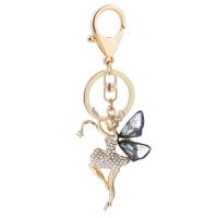 Key Chain, Cink Alloy, s Akril, Vila, zlatna boja pozlaćen, Prijenosni & s Rhinestone, više boja za izbor, nikal, olovo i kadmij besplatno, 50x122mm, Prodano By PC