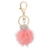 Key Chain, Zinc Alloy, med Plush, Bjørn, guldfarve belagt, Bærbare & med rhinestone, flere farver til valg, nikkel, bly & cadmium fri, 65x130mm, Solgt af PC