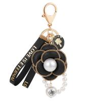 Key Chain, Cink Alloy, s Tkanina & Plastična Pearl, Cvijet, zlatna boja pozlaćen, Prijenosni, više boja za izbor, nikal, olovo i kadmij besplatno, 85x145mm, Prodano By PC