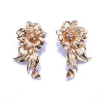 Rhinestone Earring Zinc Alloy Flower gold color plated fashion jewelry & for woman & with rhinestone golden nickel lead & cadmium free Sold By Pair