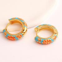 Boucle d'oreille Creole cerceau laiton, Plaqué d'or, pour femme & émail, plus de couleurs à choisir, 23mm, Vendu par paire