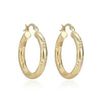 Brass Hoop Earring real gold plated & for woman gold Sold By Pair