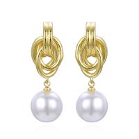 Prás Buail Earring, le Pearl Plaisteacha, plátáilte, do bhean, dathanna níos mó le haghaidh rogha, 38mm, Díolta De réir Péire