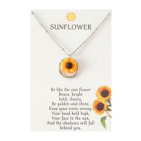 Collana in acciaio inossidabile, 304 acciaio inox, with resina, with 1.97inch extender chain, Girasole, per la donna, colore originale, Lunghezza Appross. 17.7 pollice, 10PC/lotto, Venduto da lotto