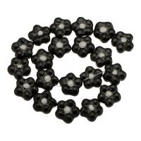 Printing Porcelain Beads Flower DIY black Sold By Bag