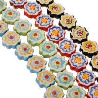 Abalorios de cerámica de la impresión, Porcelana, Flor, Bricolaje, más colores para la opción, 17x17x7mm, 20PCs/Bolsa, Vendido por Bolsa