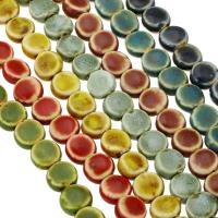 PorseleinJuwelen Beads, Porselein, Rond plat, DIY, meer kleuren voor de keuze, 11x12x6mm, Lengte Ca 13 inch, 5strengen/Lot, Verkocht door Lot