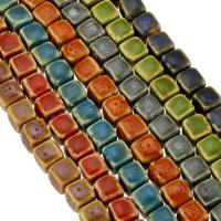 Perles bijoux en porcelaine, cadre, DIY, plus de couleurs à choisir, 11x11x11mm, Longueur Environ 14 pouce, 5Strandstoron/lot, Vendu par lot