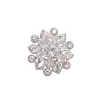 Cubic Zirconia Spilla, ottone, placcato color argento, gioielli di moda & Micro spianare cubic zirconia & per la donna, assenza di nichel,piombo&cadmio, 20x20mm, Venduto da PC