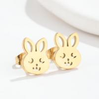 Stainless Steel Stud Earrings 304 Stainless Steel Rabbit Vacuum Ion Plating fashion jewelry & for woman Sold By Pair