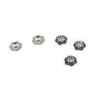 Cink Alloy Perla Cap, Cvijet, starinski srebrne boje pozlaćen, možete DIY, nikal, olovo i kadmij besplatno, 6mm, Približno 200računala/Torba, Prodano By Torba