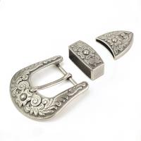 Zinc Alloy Belt Buckle antique silver color plated three pieces & DIY nickel lead & cadmium free 38mm Sold By Set