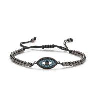 Evil Eye korut rannerengas, Messinki, Paha silmä, päällystetty, Unisex & säädettävä & Micro Pave kuutiometriä zirkonia, enemmän värejä valinta, nikkeli, lyijy ja kadmium vapaa, Pituus 16-21 cm, Myymät PC